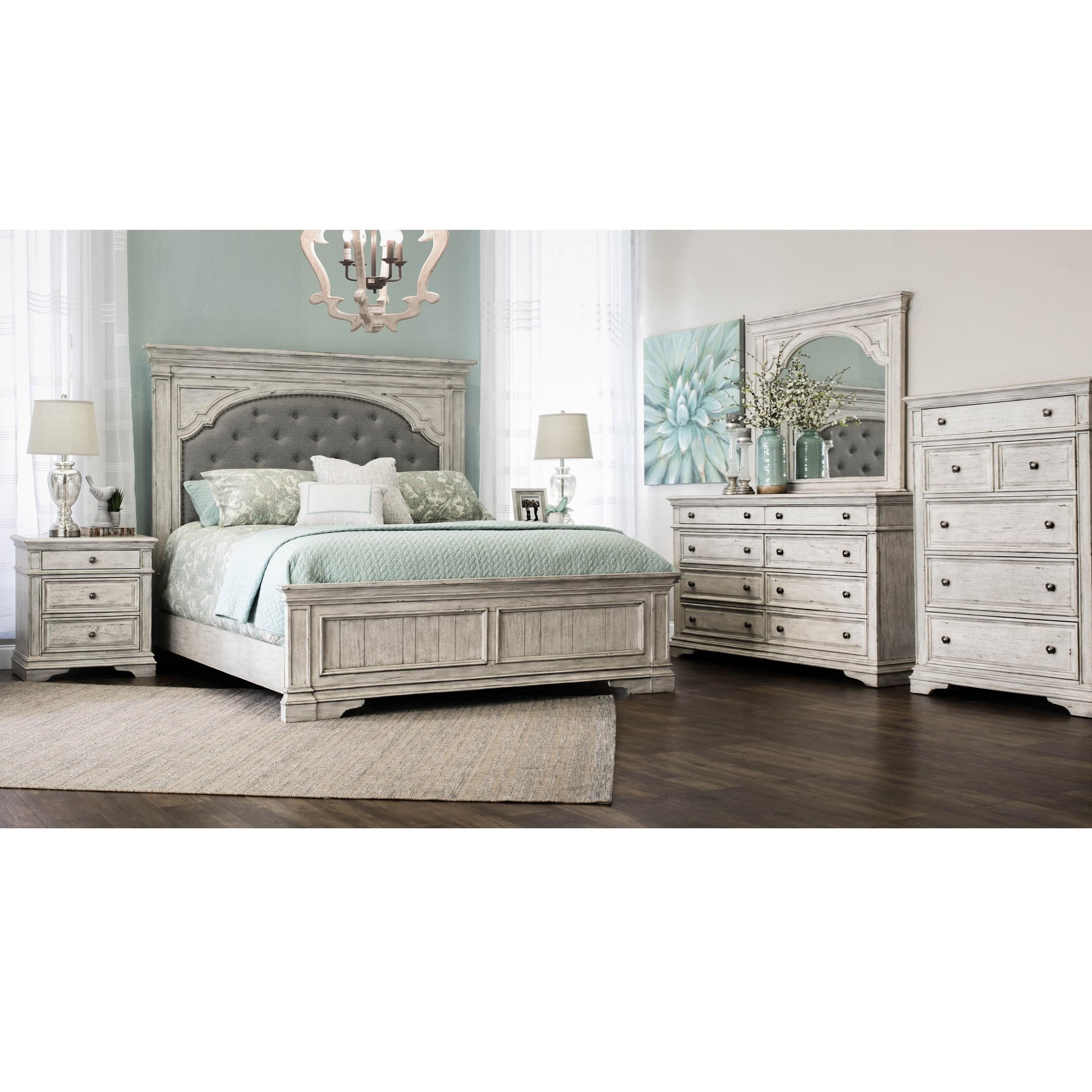 Steve Silver Highland Park King Bed with Tufted Headboard Standard